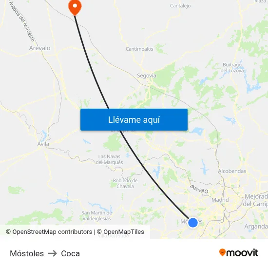 Móstoles to Coca map