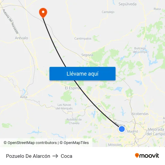Pozuelo De Alarcón to Coca map