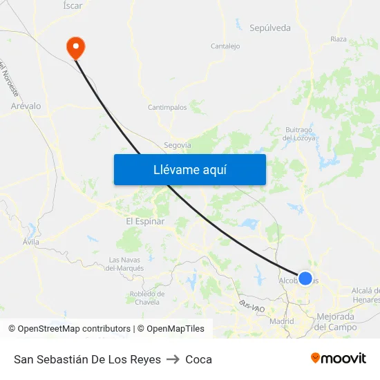 San Sebastián De Los Reyes to Coca map