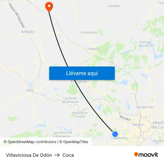 Villaviciosa De Odón to Coca map