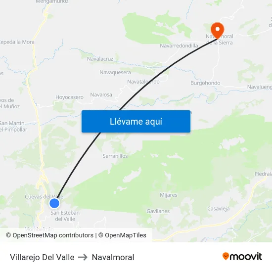 Villarejo Del Valle to Navalmoral map