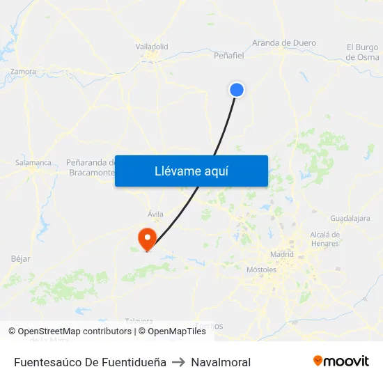 Fuentesaúco De Fuentidueña to Navalmoral map