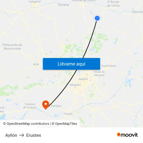 Ayllón to Erustes map