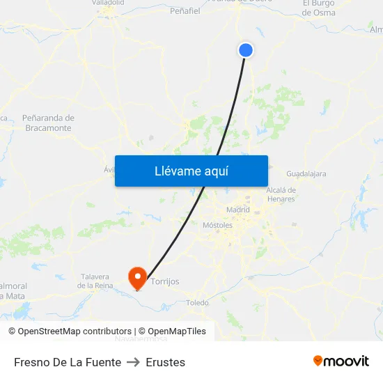 Fresno De La Fuente to Erustes map