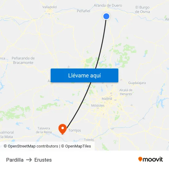 Pardilla to Erustes map