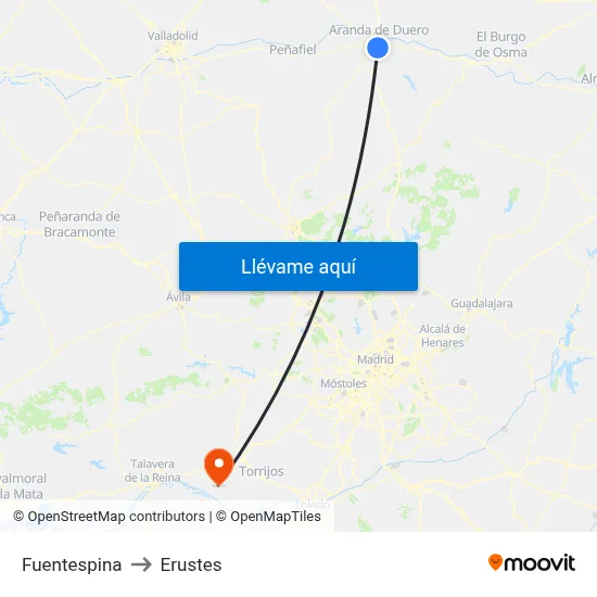 Fuentespina to Erustes map