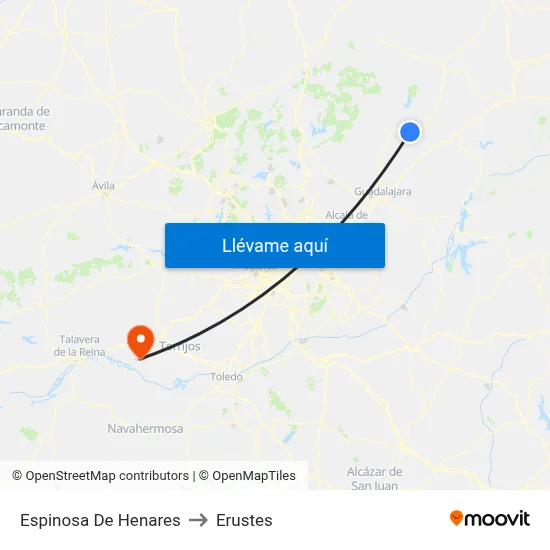 Espinosa De Henares to Erustes map