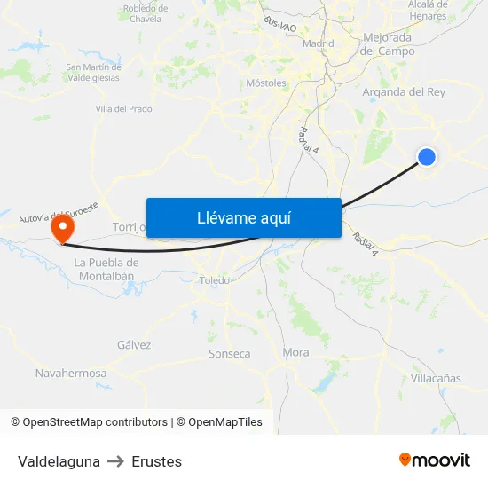 Valdelaguna to Erustes map