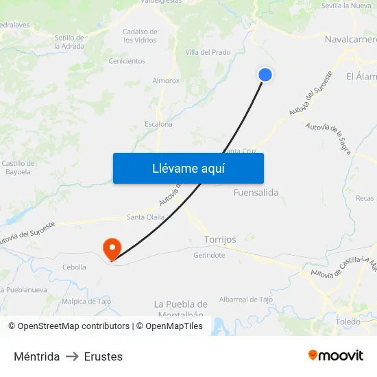 Méntrida to Erustes map