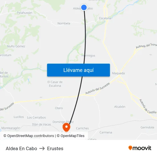 Aldea En Cabo to Erustes map