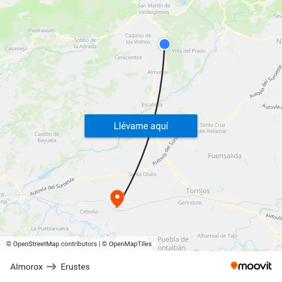 Almorox to Erustes map