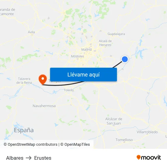Albares to Erustes map