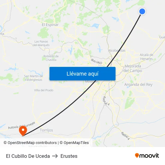 El Cubillo De Uceda to Erustes map