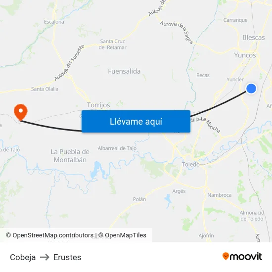 Cobeja to Erustes map