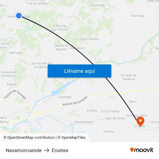 Navamorcuende to Erustes map