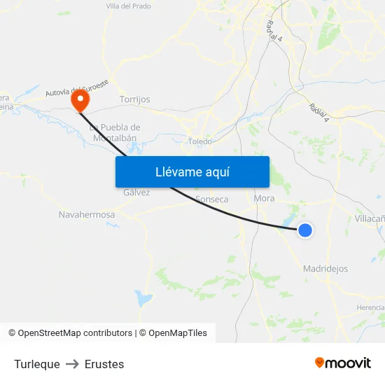 Turleque to Erustes map