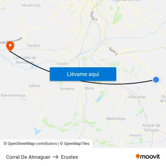 Corral De Almaguer to Erustes map