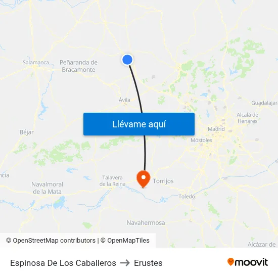 Espinosa De Los Caballeros to Erustes map
