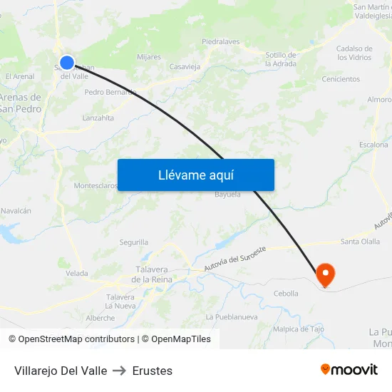 Villarejo Del Valle to Erustes map