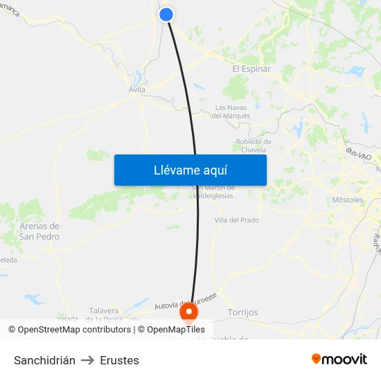 Sanchidrián to Erustes map