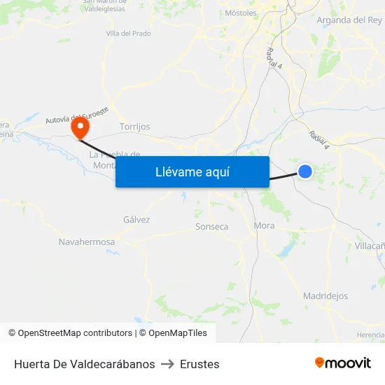 Huerta De Valdecarábanos to Erustes map