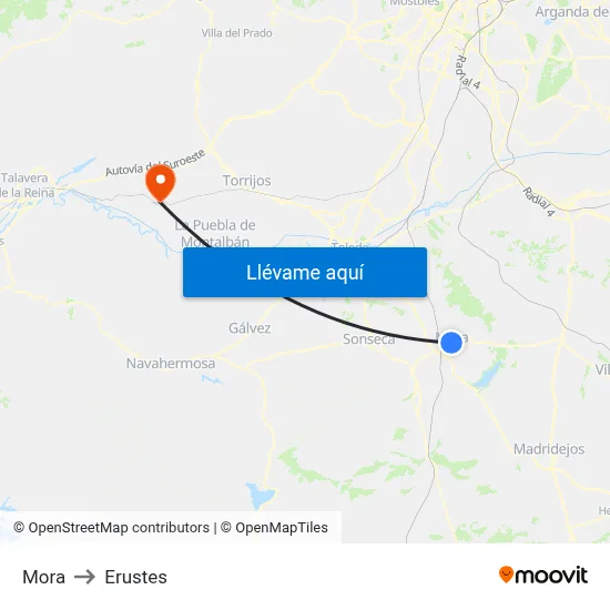 Mora to Erustes map