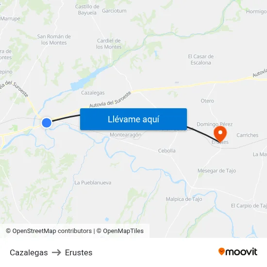 Cazalegas to Erustes map