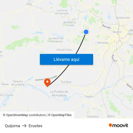 Quijorna to Erustes map