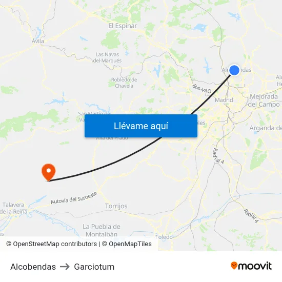 Alcobendas to Garciotum map