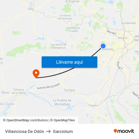Villaviciosa De Odón to Garciotum map