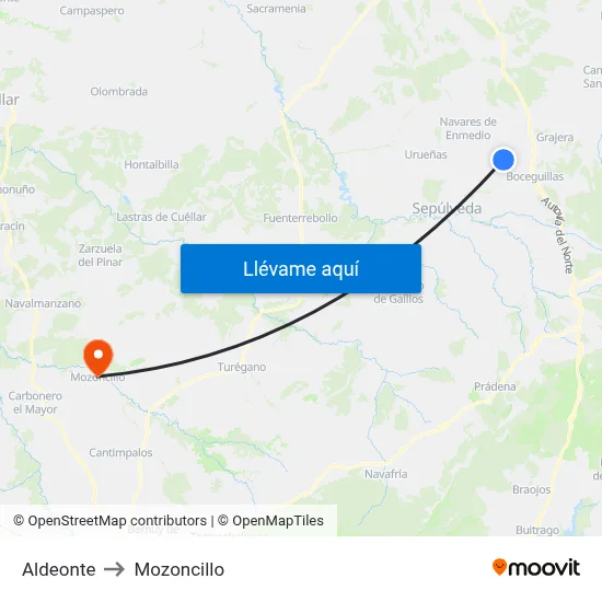 Aldeonte to Mozoncillo map
