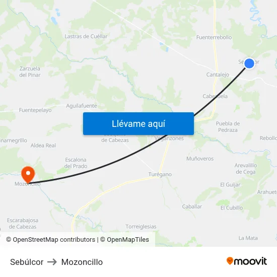 Sebúlcor to Mozoncillo map