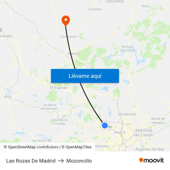 Las Rozas De Madrid to Mozoncillo map
