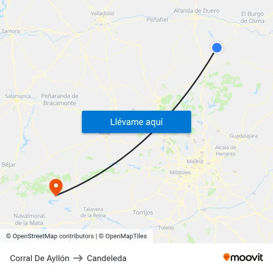 Corral De Ayllón to Candeleda map