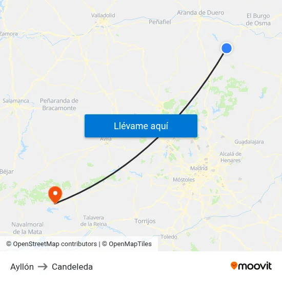Ayllón to Candeleda map