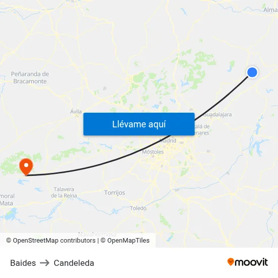 Baides to Candeleda map