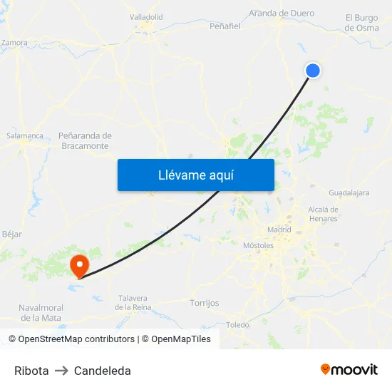 Ribota to Candeleda map