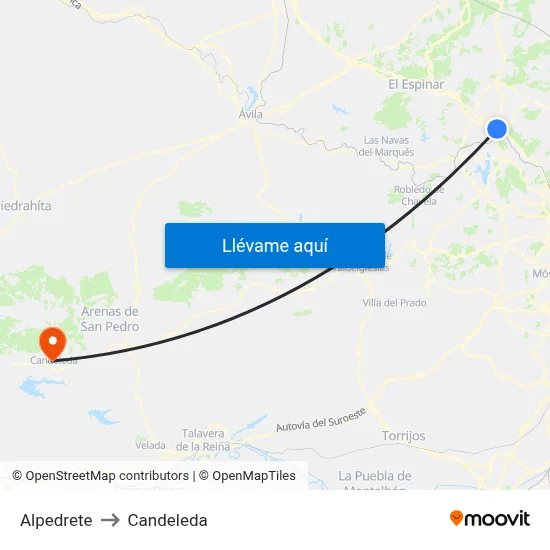 Alpedrete to Candeleda map