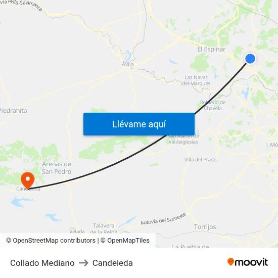 Collado Mediano to Candeleda map