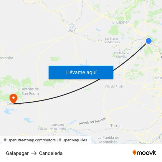 Galapagar to Candeleda map