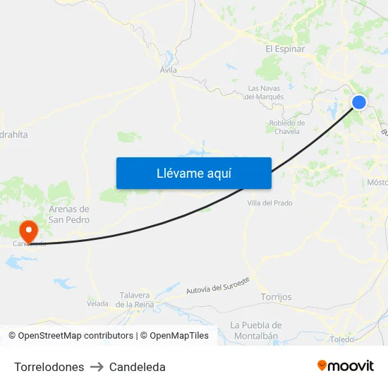 Torrelodones to Candeleda map