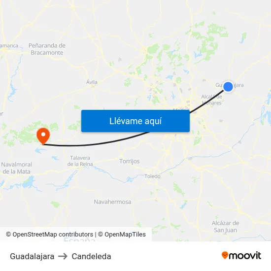 Guadalajara to Candeleda map