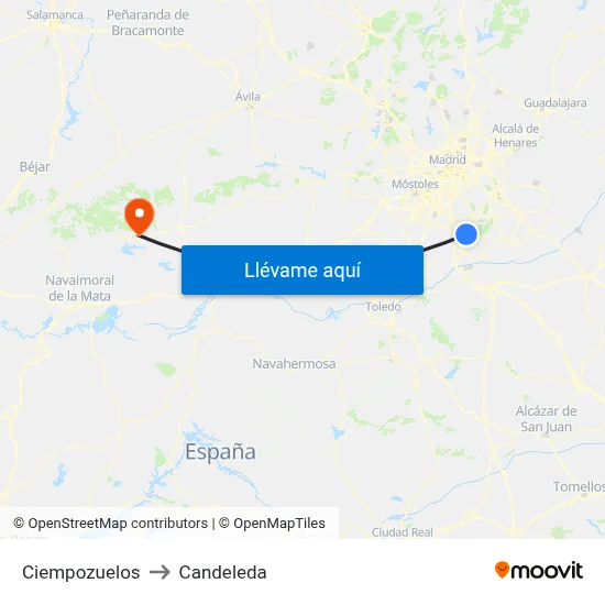 Ciempozuelos to Candeleda map