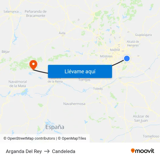 Arganda Del Rey to Candeleda map