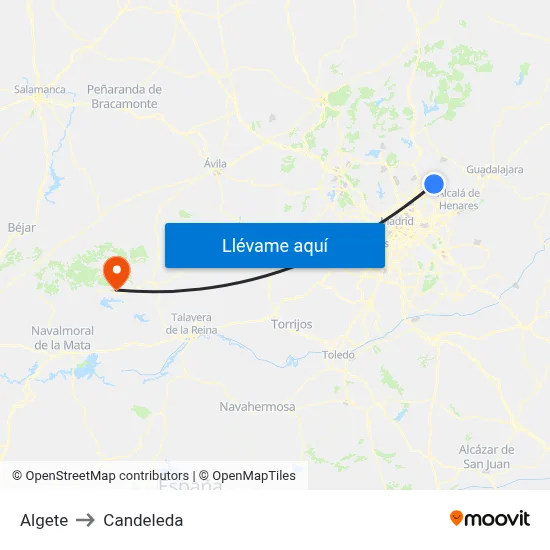 Algete to Candeleda map