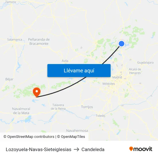 Lozoyuela-Navas-Sieteiglesias to Candeleda map