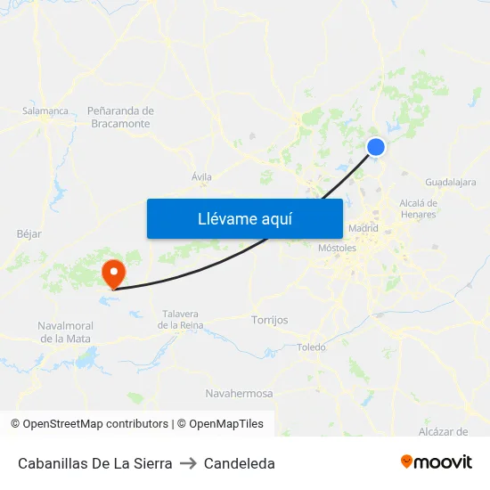 Cabanillas De La Sierra to Candeleda map