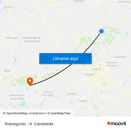 Robregordo to Candeleda map