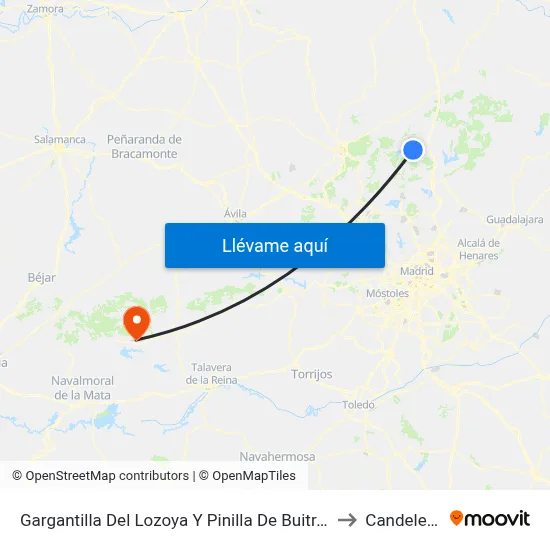 Gargantilla Del Lozoya Y Pinilla De Buitrago to Candeleda map