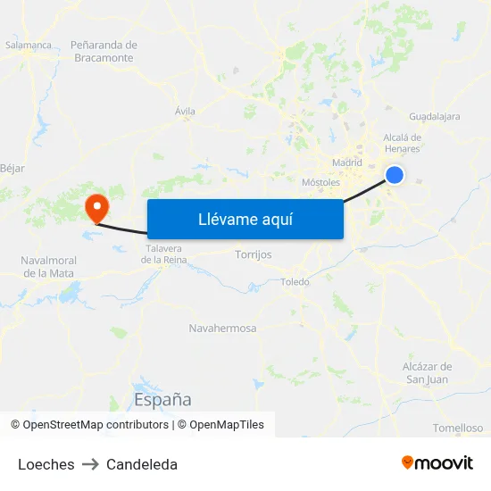 Loeches to Candeleda map